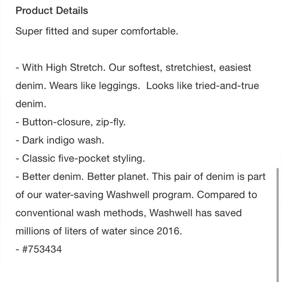 GAP Mid Rise Universal Jegging with Washwell, size 33, dark indigo - Picture 4 of 7